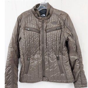 North Face nylon motorcycle puffer jacket size large EUC